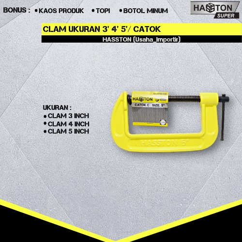 Clam Hasston Prohex Original Catok Clamp  Penjepit Kayu Besi Klem Jepit Las Klem C Penjepit Besi Kle