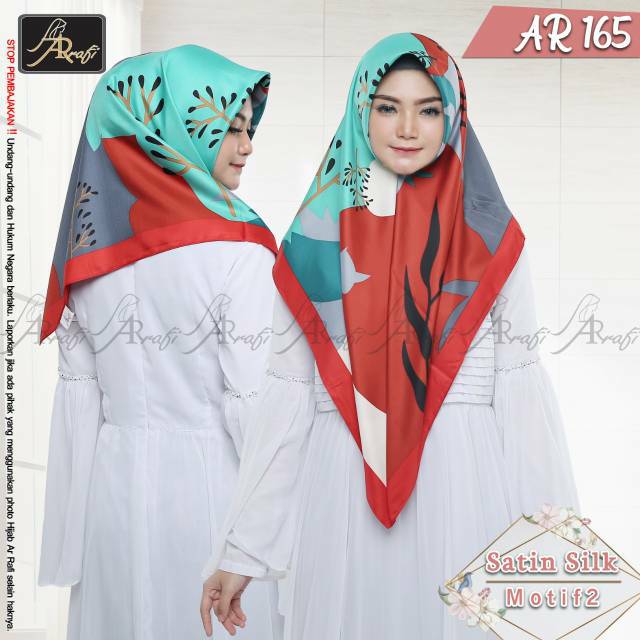 Hijab segi Empat Arrafi AR 165 Satin Silk motif2