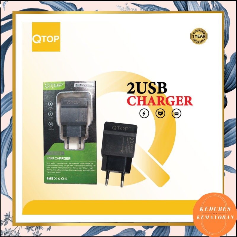 Batok charger QTOP 2output 3.5A Quick Fast Charging [kk]