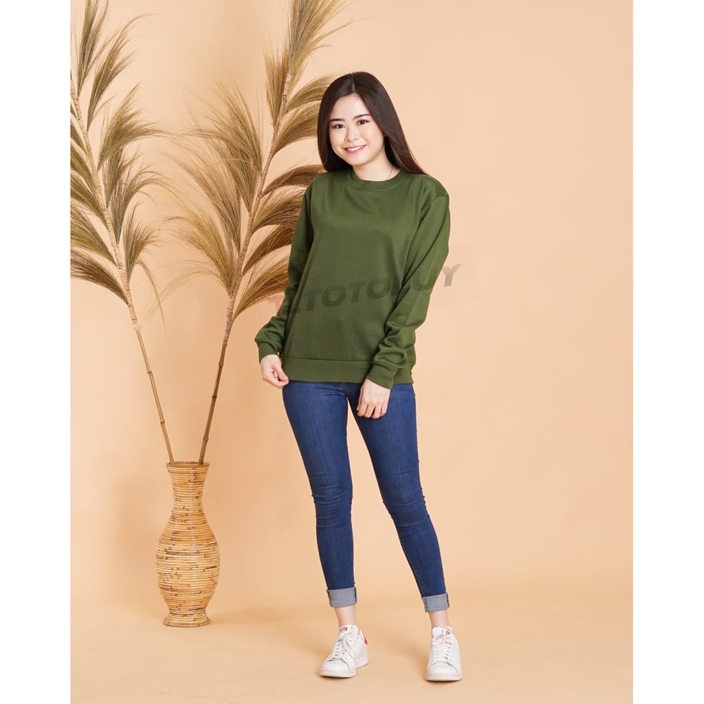 MUKZHOP - SWEATER POLOS CEWEK / JUMPER BASIC / TOTOLUY.ID / HIJAU ARMY