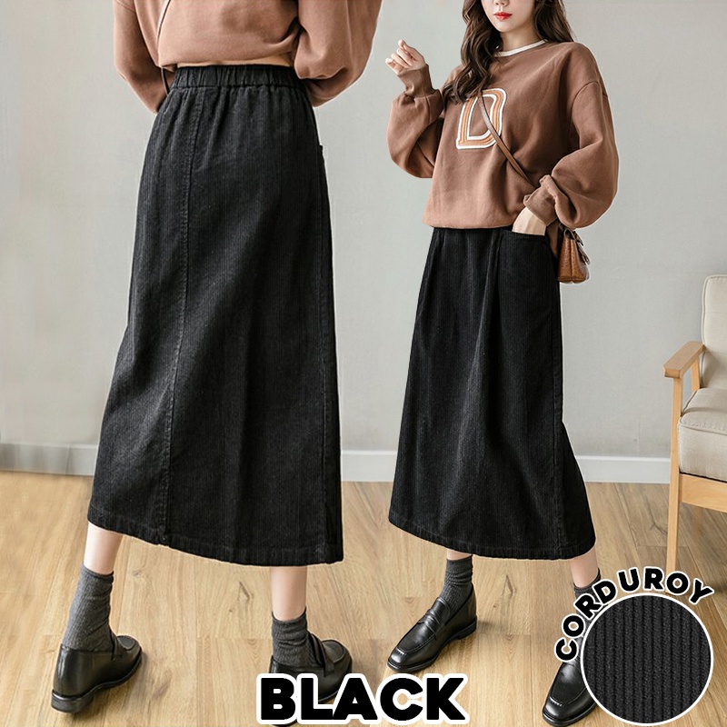 KARAKOREA 321 Corduroy Velvet Skirt/Korean Women Skirt/Maxi Skirt