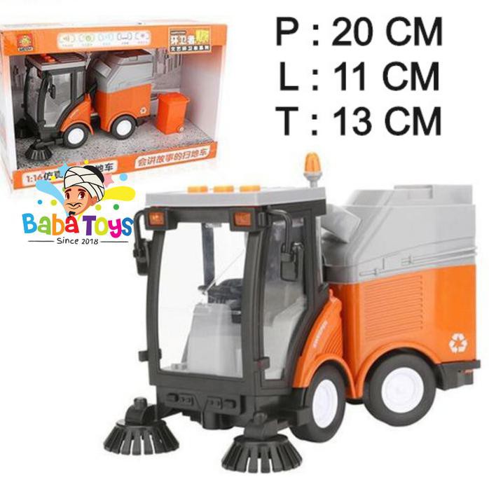 MAINAN KONSTRUKSI DIECAST INERSIA MODEL GARBAGE SWEEPER CAR MOBIL SAPU