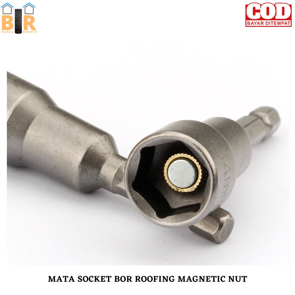 Mata Socket Bor Roofing Magnetic Nut Setter -  Magnetik Mur Driver Socket Set Bor Bit 1/4 &quot;Hex