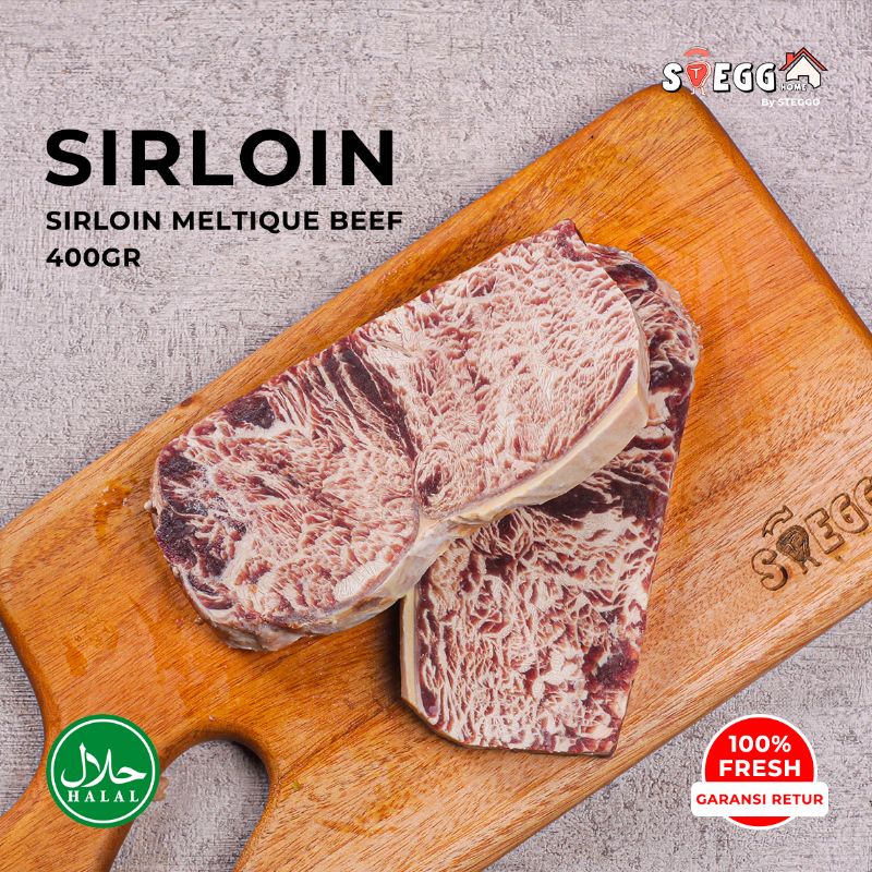 

Sirloin Beef Steak Premium 400 Gr meltique/ Daging Steak Sapi Sirloin Halal by Steggo