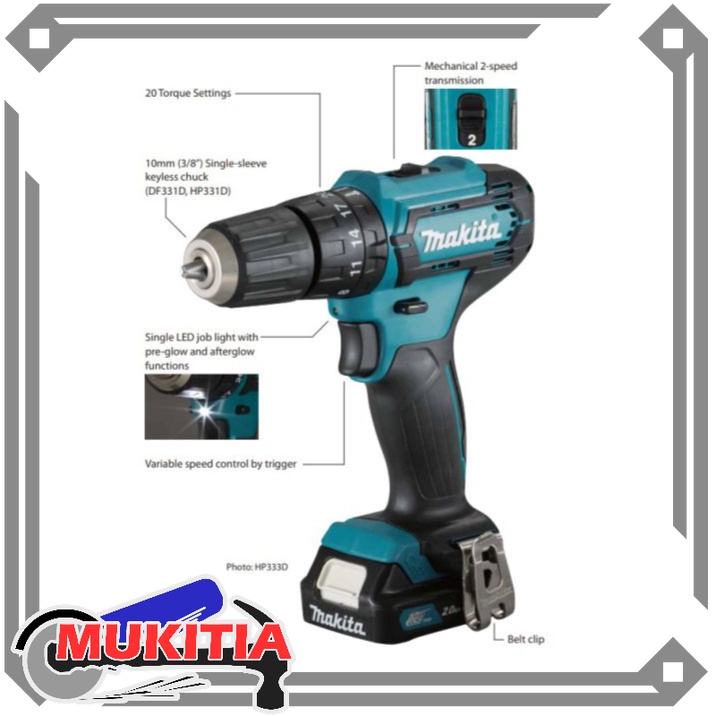 MAKITA Cordless Drill / Mesin Bor Baterai Makita DF331DWYE / DF333DWYE - DF 331 DWYE - DF331 / DF333