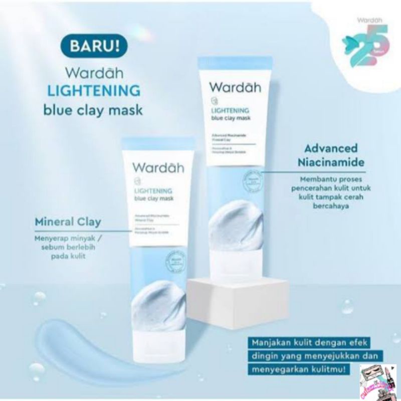 ☃Cutezz_Ching1☃Wardah Lightening Blue Clay Mask 50ml - advanced niacinamide ( mencerahkan)