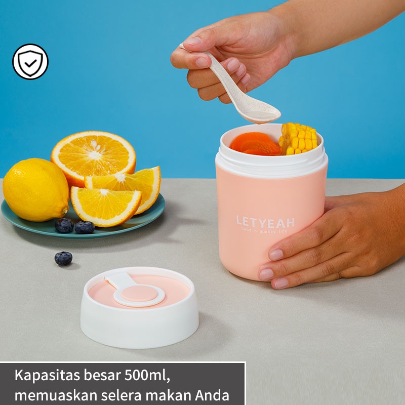 Letyeah &amp; Kaizenliving Cangkir sup portable 500ml mangkuk sup anti tumpah / soup cup