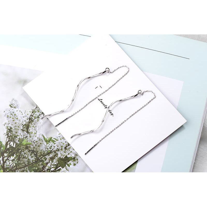 ANTING KOREA PANJANG WAVE GANTUNG SILVER PERAK S925 M9312