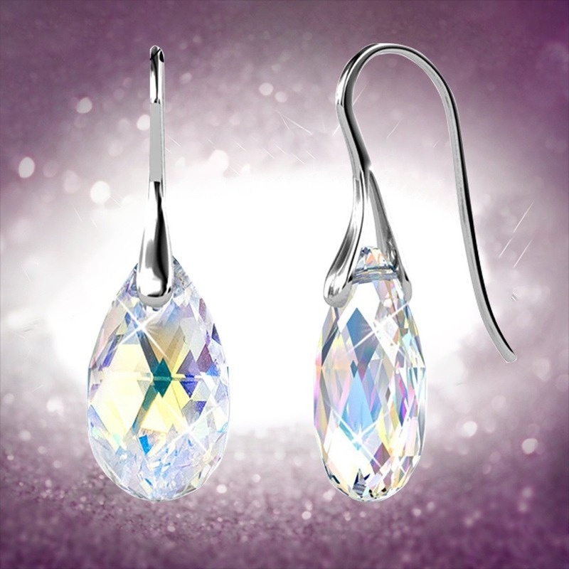 Anting Tusuk Sterling Silver 925 Hias Kristal Opal Mewah Untuk Wanita