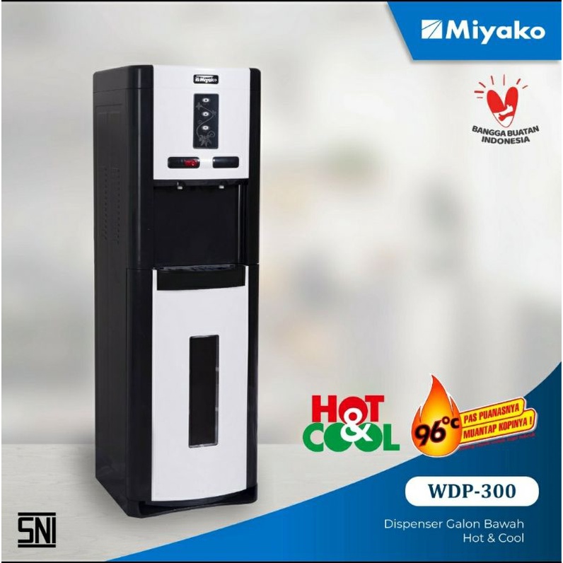 Miyako Dispenser Galon Air Bawah Panas Dingin 2 kran Hot n Cool WDP300 - WDP 300 ( Kurir EKSPEDISI )