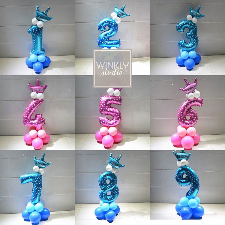 Balon Angka 100cm Warna Biru