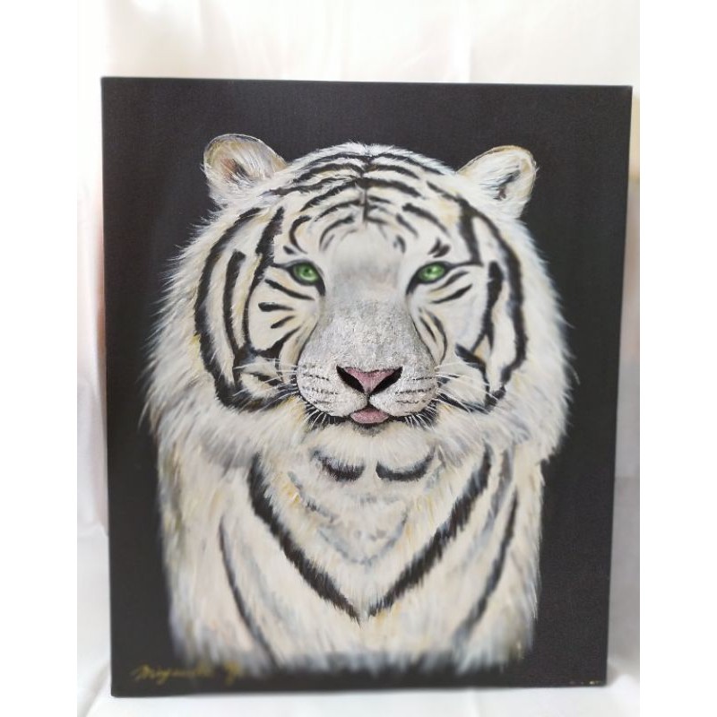 LUKISAN 3D MACAN PUTIH BESAR