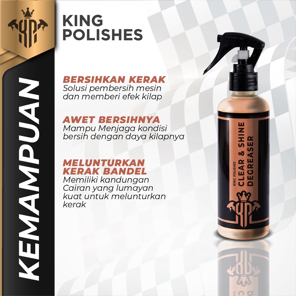 KING POLISHES Pembersih Extra Kinclong Noda Bandel di Kap Mobil Motor seperti Plastik Karet &amp; Besi