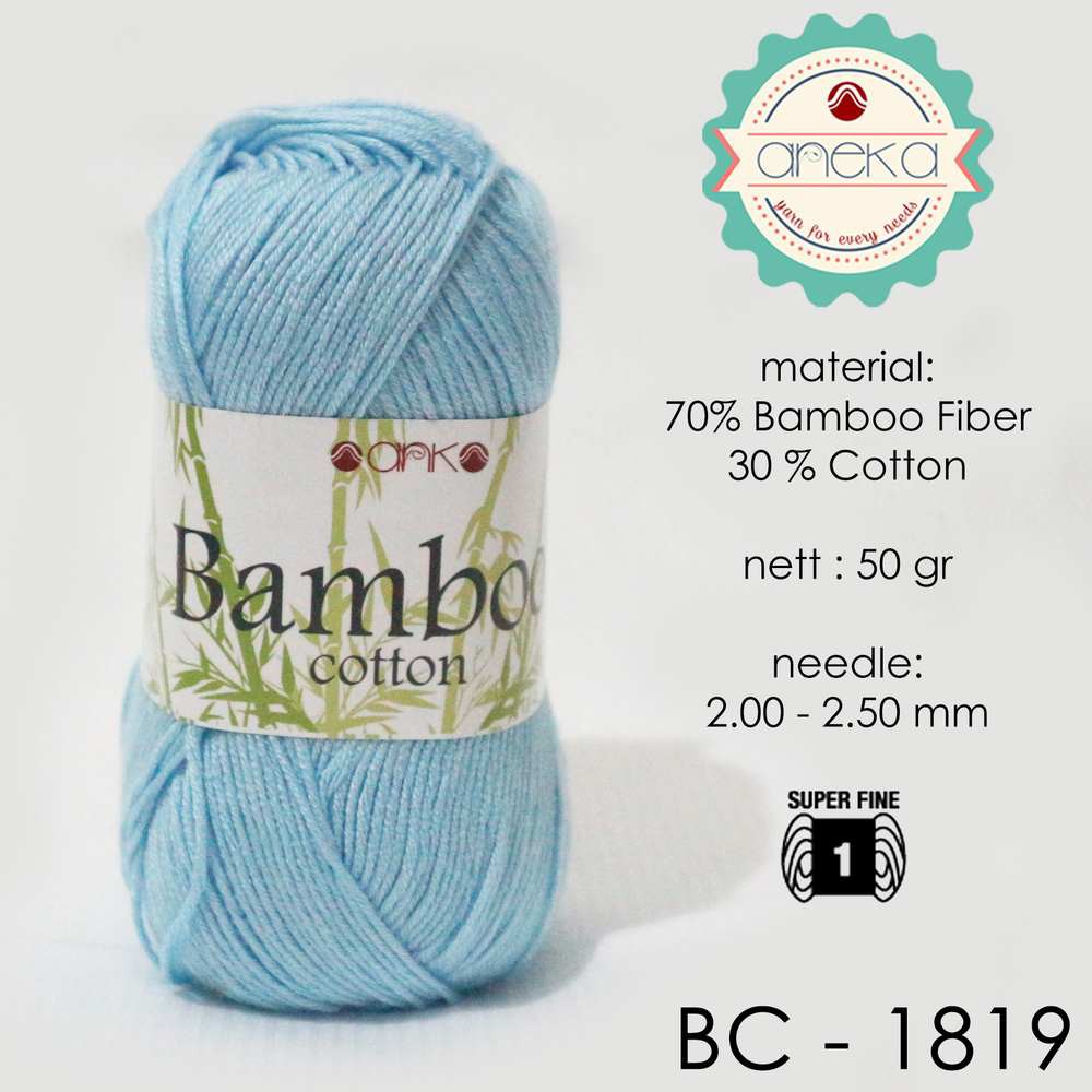 Benang Rajut Katun Bambu / Bamboo Cotton Yarn 1 - 1819 Biru Muda