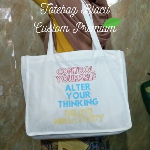 TOTEBAG BLACU CUSTOM SABLON DAN TOTE BAG BLACU CUSTOM UKURAN BISA POLOS ATAU SABLON MODEL LANDSCAPE