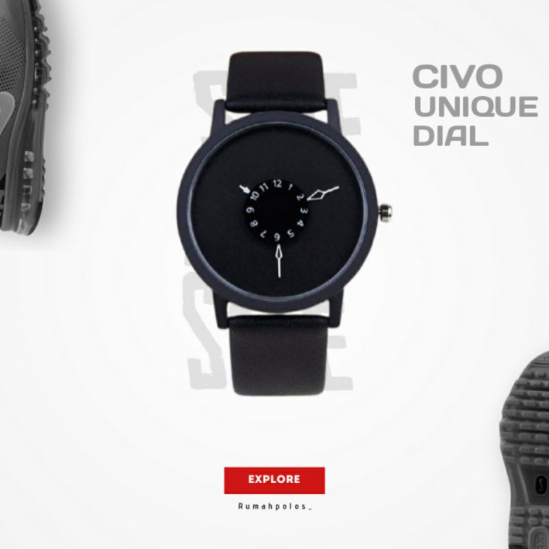 SKMEI CIVO UNIQUE DIAL QZBW164ZB Jam Tangan Pria Wanita Analog Tali Kulit Anti Air  SmartWatch Sport