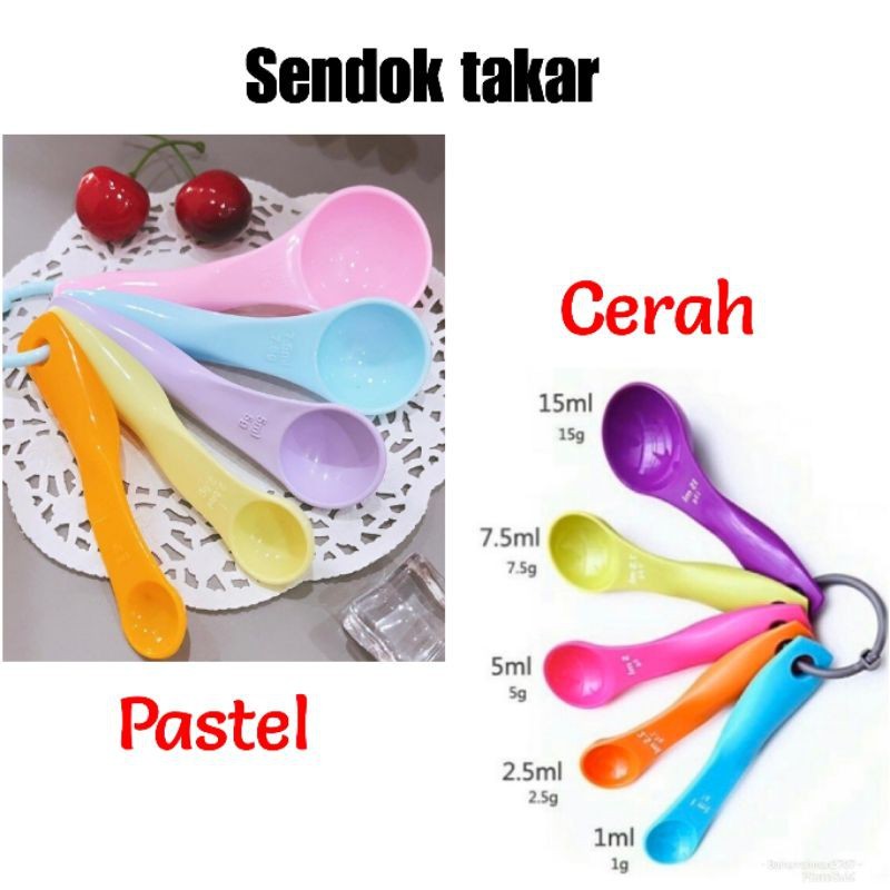 Sendok Takar Ukur Set Penakar Bumbu Plastik Warna Warni &amp; Pastel