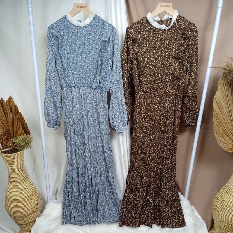 alika dress motif kombinasi plisket//dress plisket//dress terbaru