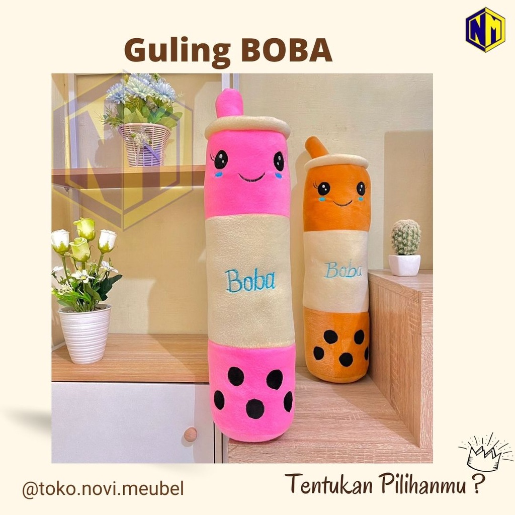 Guling Boneka Boba Milk Tea Kain Halus Tinggi 60cm Guling Boba Viral