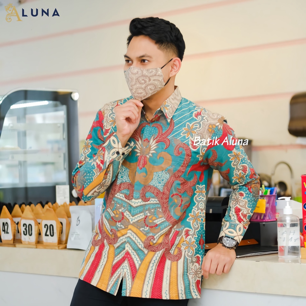 KEMEJA BATIK PRIA PREMIUM LENGAN PANJANG REGULAR BATIK ALUNA PCW 071