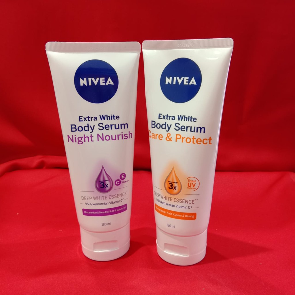 [Paket Pagi &amp; Malam] Nivea Body Serum Care Protect &amp; Night Nourish @180ml