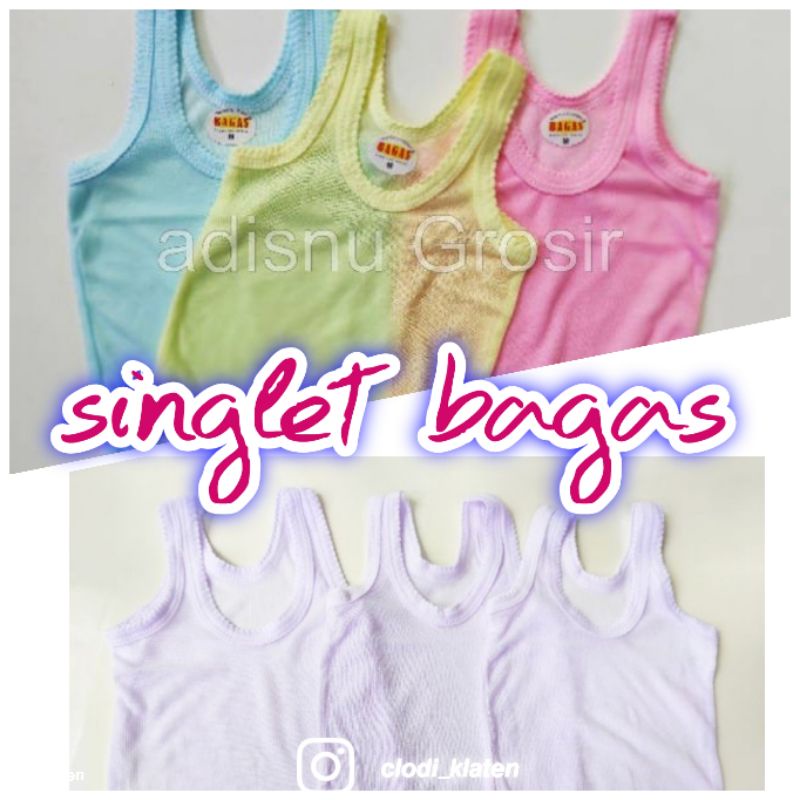 1 Lusin Bagas Kaos Dalam Singlet Anak Bayi Putih Warna Polos Murah