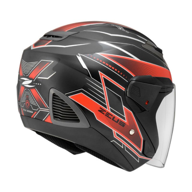 Zeus 611 matt black doff red hitam dop merah TT18 M L XL double visor helm kyt kyoto z611 zs611