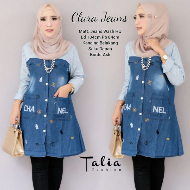 GAMIS JEANS BORDIR TERLARIS / GAMIS DENIM / GAMIS CLARA LEVIS KOMBINASI / GAMIS JEANS MURAH BISA COD