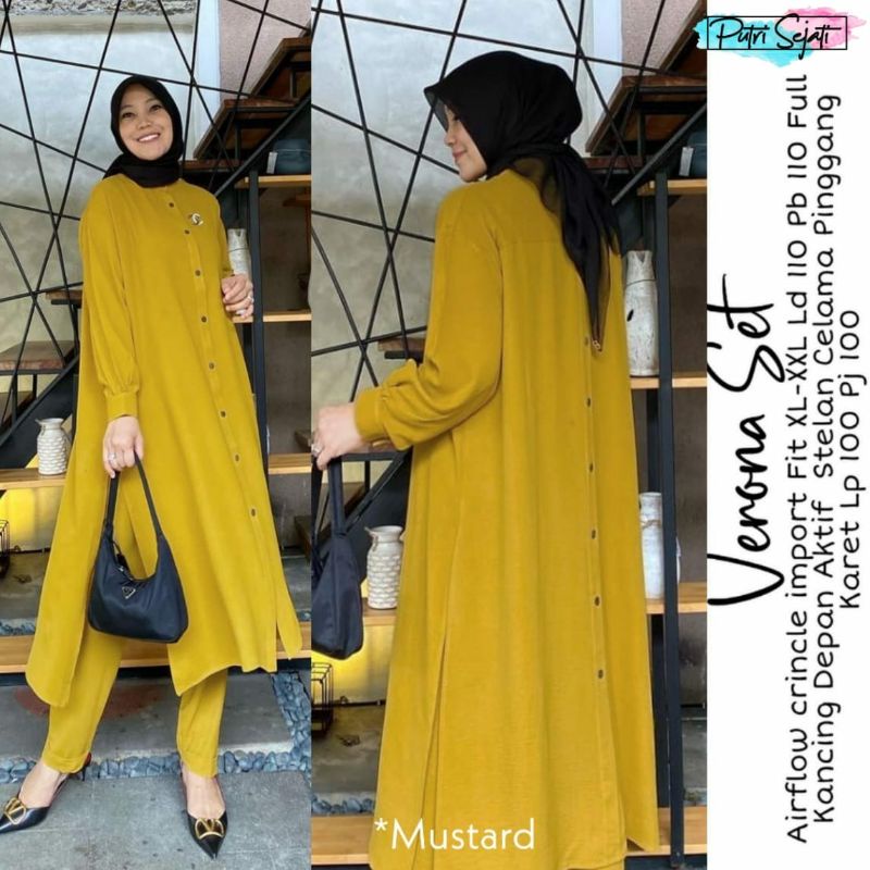 baju setelan celana wanita long tunik VERONA SET