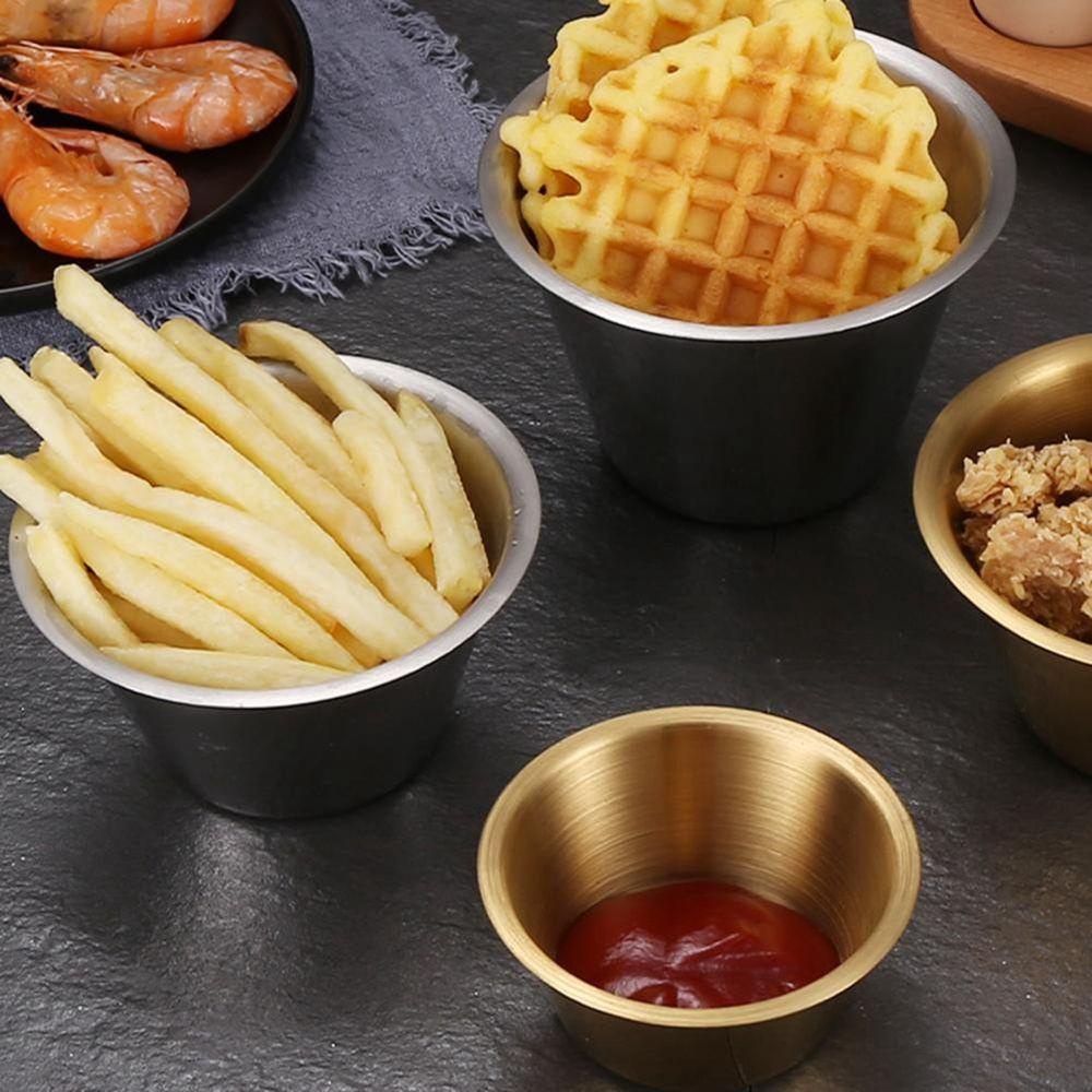 [Elegan] Seasoning Dish Hot Pot Dipping Untuk Barbecue Bar Restoran Mini Stainless Steel Reusable Western Sauce Dipping Bowl