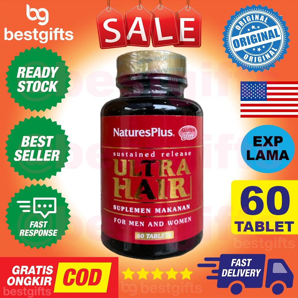 NATURE'S NATURES NATURE PLUS ULTRA HAIR VITAMIN A B VIT E RAMBUT RONTOK BOTAK UBAN PUTIH 60 TABLET