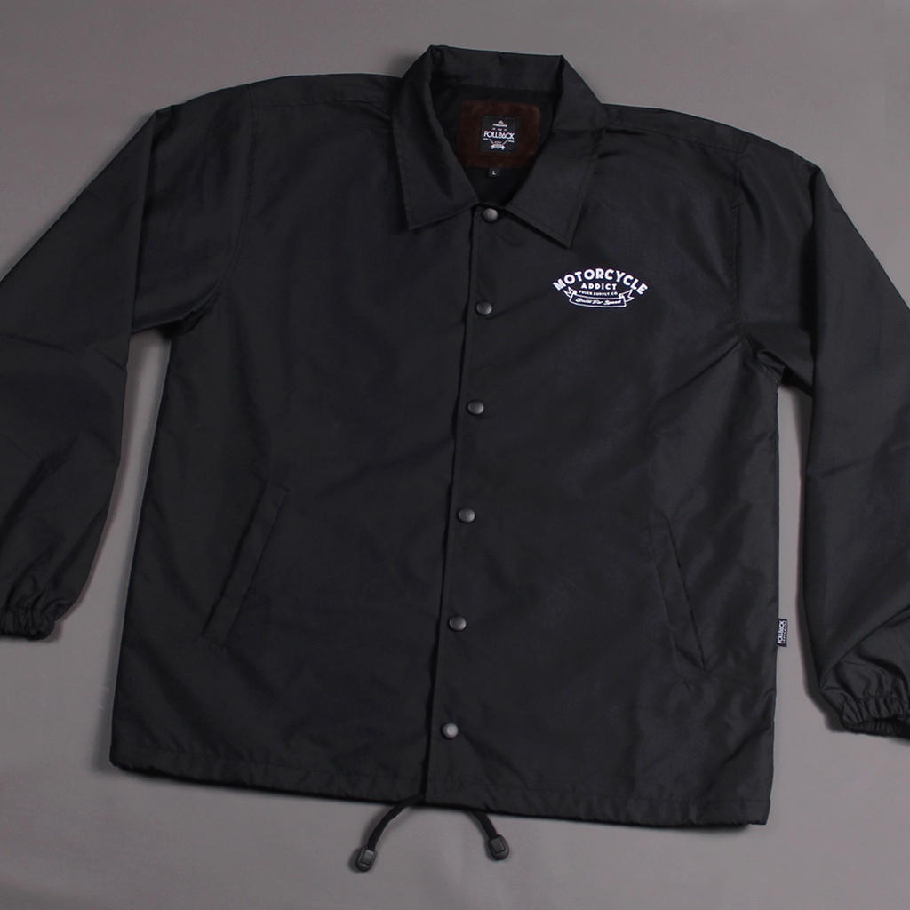 FOLLBACK Coach Jaket Motor Addict Black | Windbreaker | Jacket Waterproof