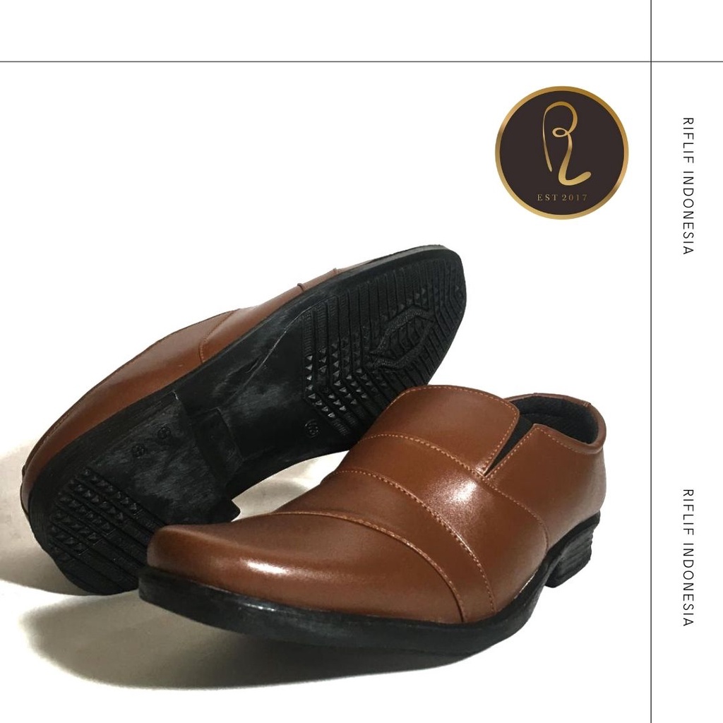 SALE!! SALE!! Sepatu Formal untuk Laki-laki Pria Dewasa bahan Synthetic leather / Sepatu Kerja Kantor untuk cowok murah elegan warna Hitam dan Mocca