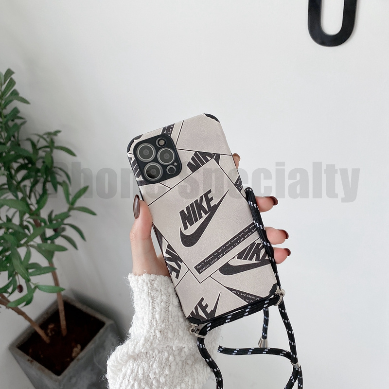 【Lanyard case iphone】 Necklace hanging type is suitable for iPhone 12 Pro Max 12 Mini 11pro Max Xs max XR 7/8 / se 7plus / 8plus 6s plus Pola zebra dan pola sapi Cangkang pelindung anti-jatuh