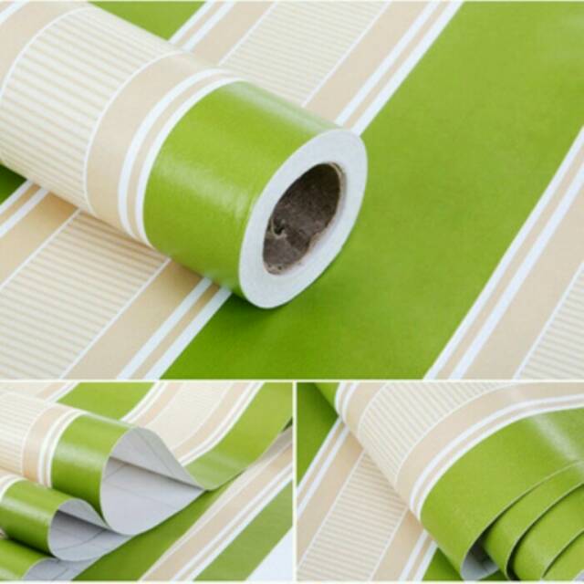  Wallpaper  Sticker Dinding  10M Motif Garis  Hijau  Shopee 