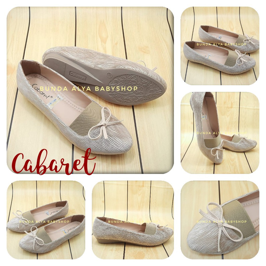 Sepatu Wanita  Cabaret Flatshoes Sepatu Wanita Flatshoes KREM Size 37 Sampai 40 Pita Sepatu Flat Wanita Casual