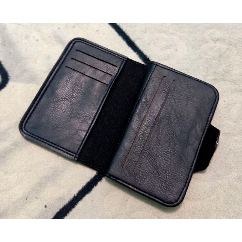 MORTEGA Dompet pria Kulit Lipat Model Kancing Magnet Ukuran 3/4