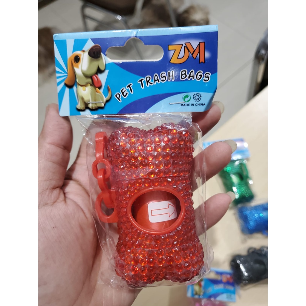 Poop Bag Dispenser Luxury Diamond / tempat kantong poop anjing kucing diamond bentuk tulang