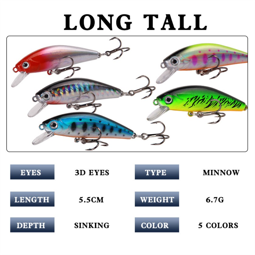 Shengyao 1Pcs New Sinking Minnow Umpan Pancing 6.7g 5.5cm Swimbait Fishing Lure Ikan Bass Bait Kail Tackle