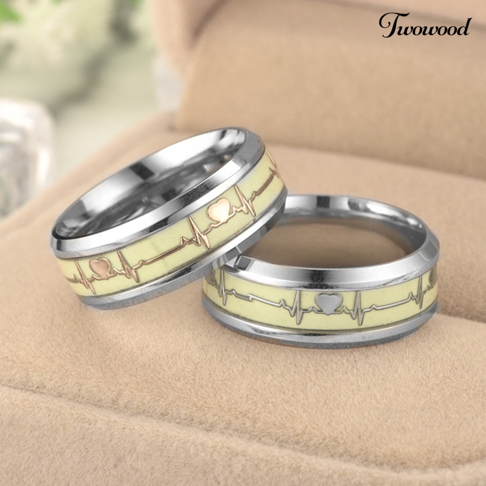 Cincin Luminous Motif Detak Jantung Untuk Pasangan
