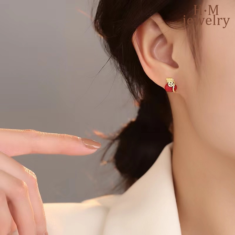 Anting Tusuk Sterling Silver 925 Dengan Batu Giok Hetian Untuk Wanita