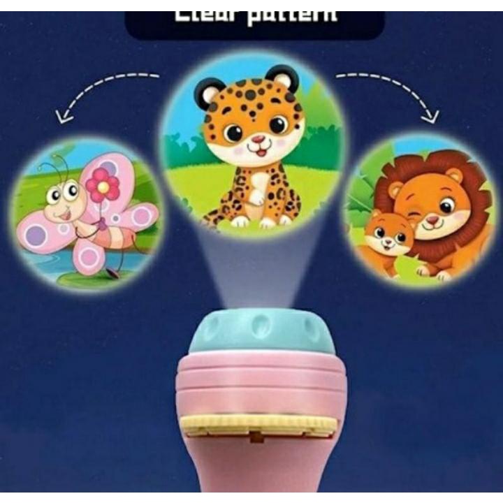 Senter proyektor mainan anak flashlight sensor gambar karakter lucu torch// Mainan Edukasi// Gambar Karakter Lucu (BIC)