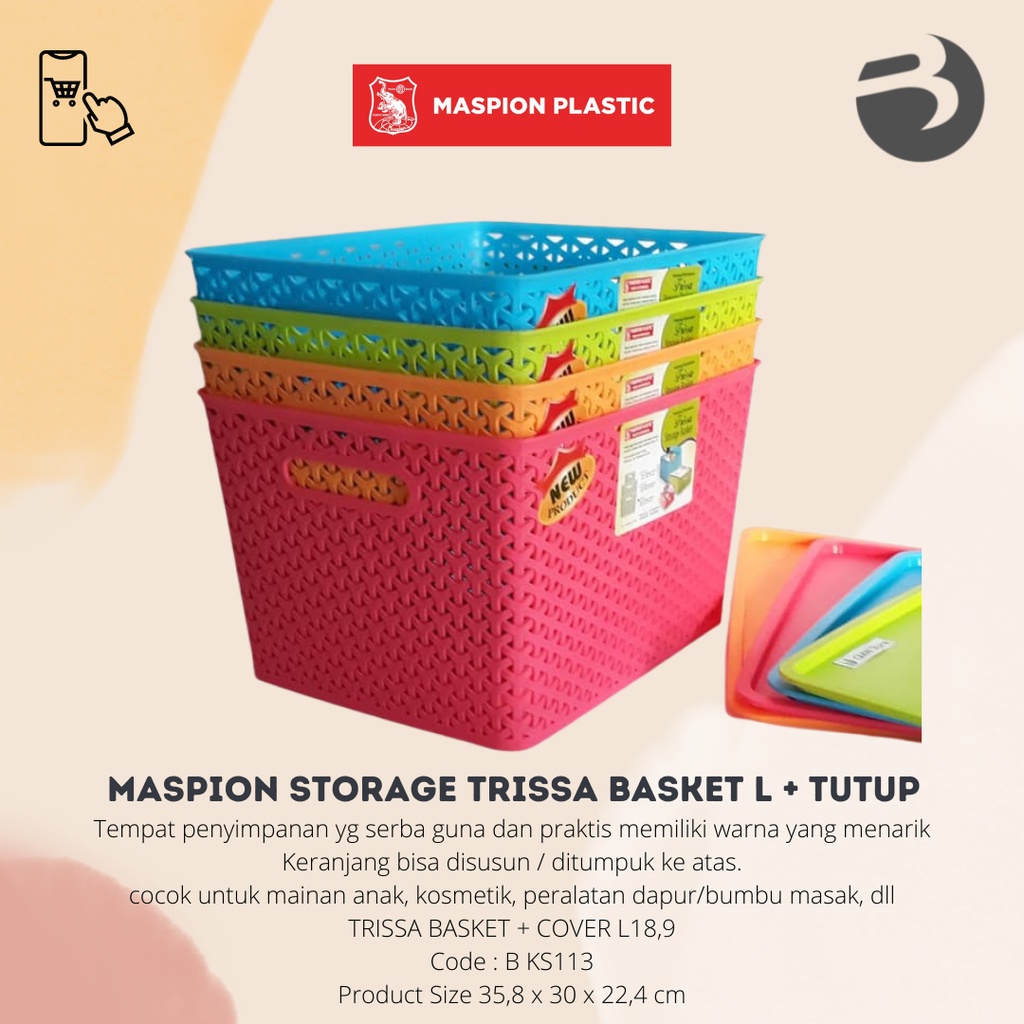 KERANJANG MASPION STORAGE TRISSA BASKET L + TUTUP