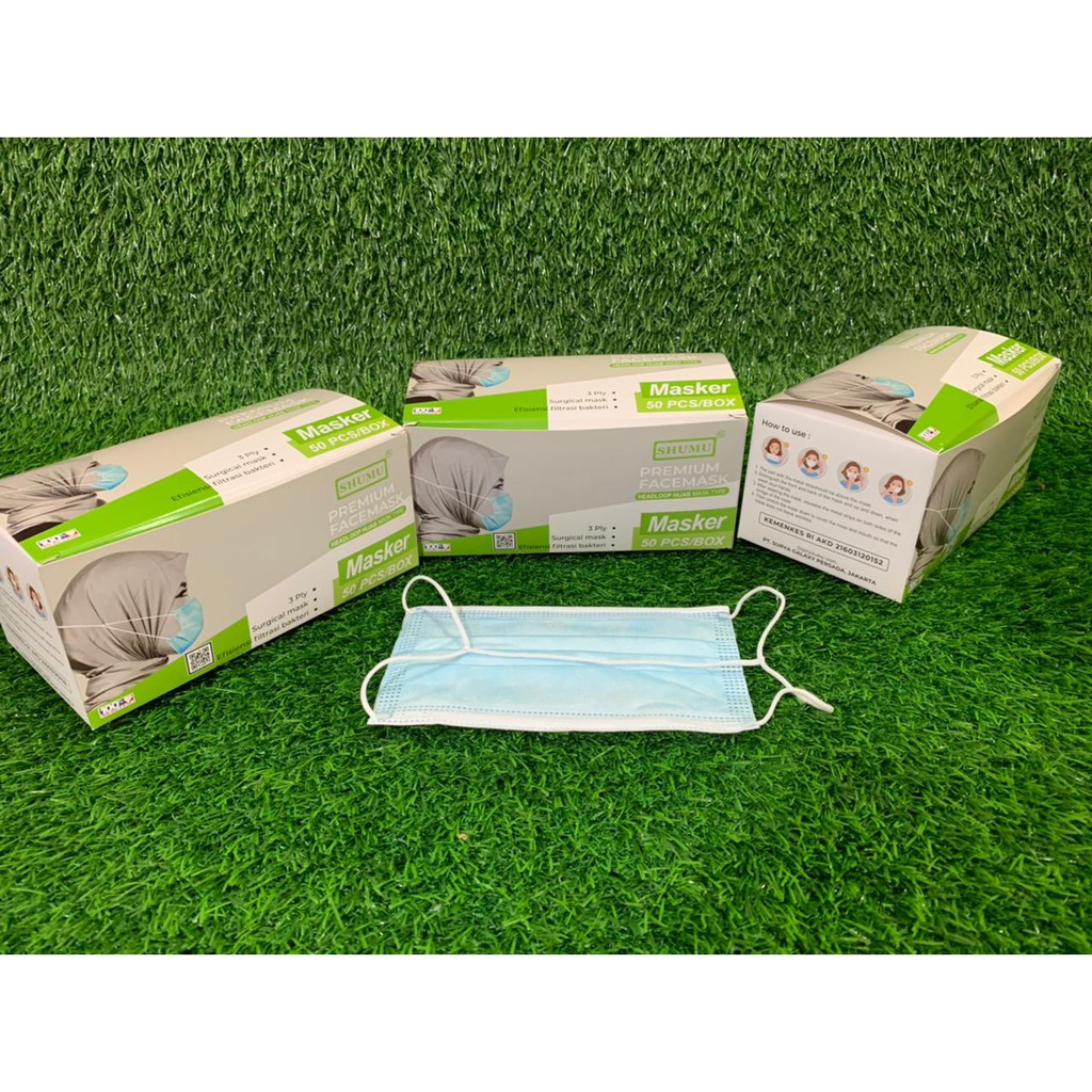 Masker 3PLY SHUMU HIJAB / Headloop 1 Box 50pcs