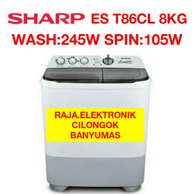 Mesin Cuci SHARP ES-T86CL 8Kg SUPER AQUAMAGIC Mesin Laundry Sharp 2 Tabung Sharp EST 86CL Sharp 86