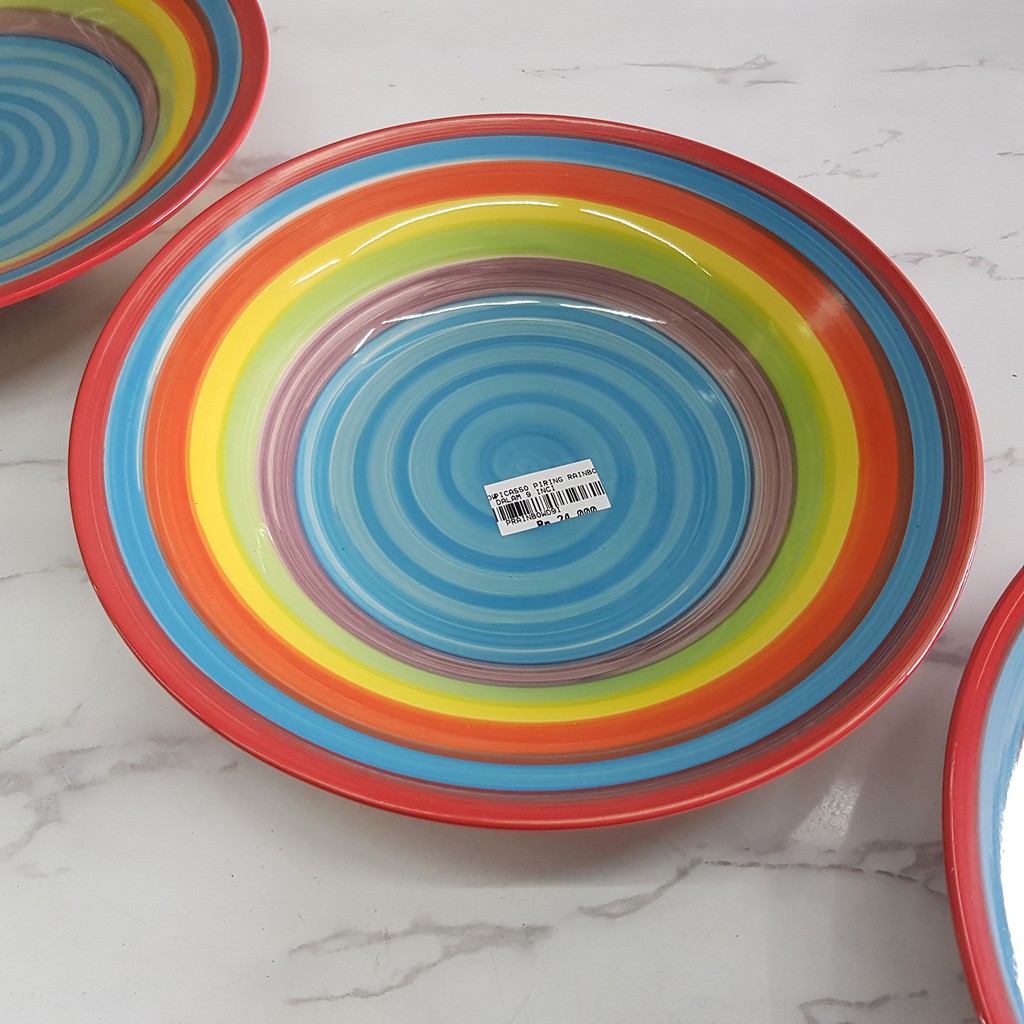 PICASSO Piring Salad Dam Batu Motif Pelangi Diameter 9 Inci 23 cm