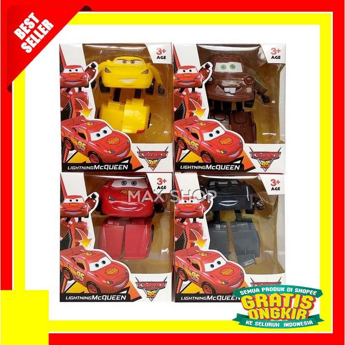 MAINAN ANAK ROBOT CARS LIGHTNING MCQUEEN - TRANSFORMER ROBOT MOBIL CAR EKSKLUSIF