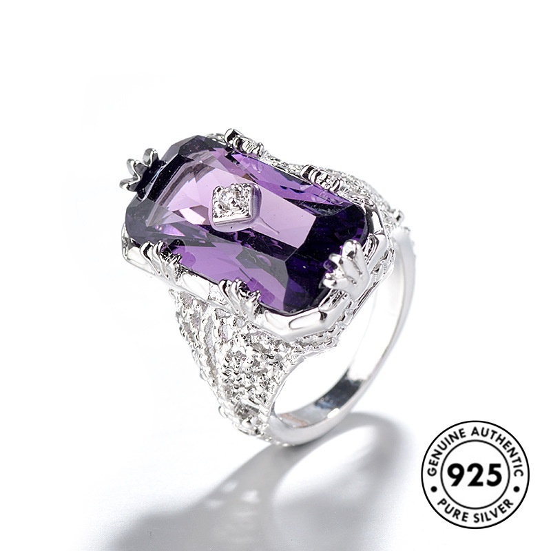Cincin Silver S925 Bentuk Persegi Panjang Model Hollow