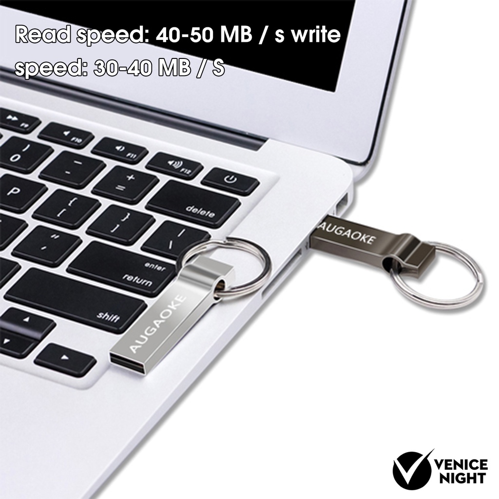 (SF) Augaoke 8 / 16 / 32 / 64 / 128GB Flash Disk USB Plug &amp; Play Portable Bahan Metal Untuk Komputer