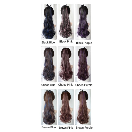 Poni Tail ikat Rambut Curly warna / ikat Rambut Palsu ekor kuda wig / PonyTail / BS